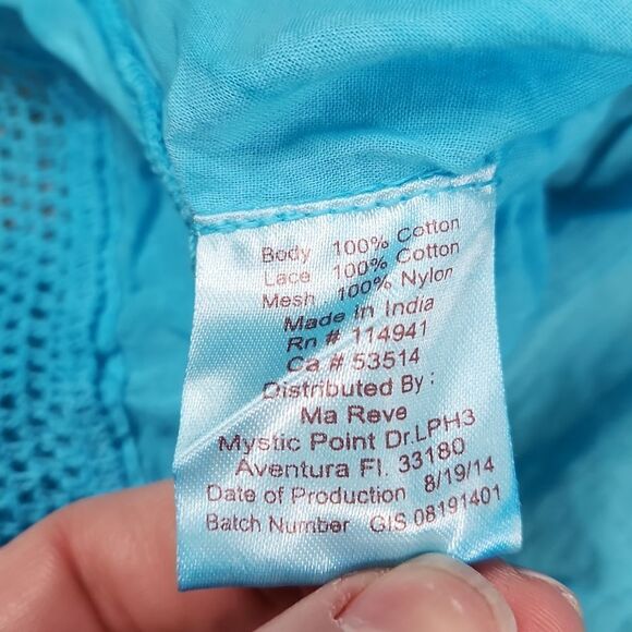 🧚‍♂️Tiki Palm Turquoise Sequined & Embroidered Lace Skirt Large - Picture 11 of 13